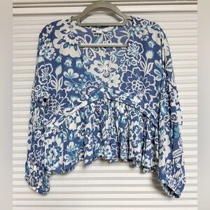 O'Neill Blue Floral Cropped Blouse